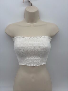Garage White Scrunched Tube Top